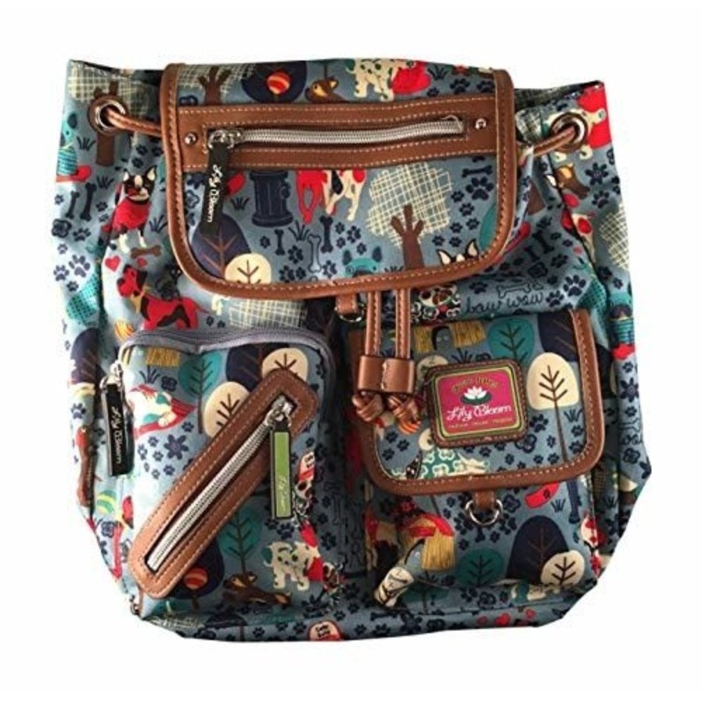 Lily Bloom Who Let The Dogs Out Riley Backpack Adjustable Straps and 5 Pockets